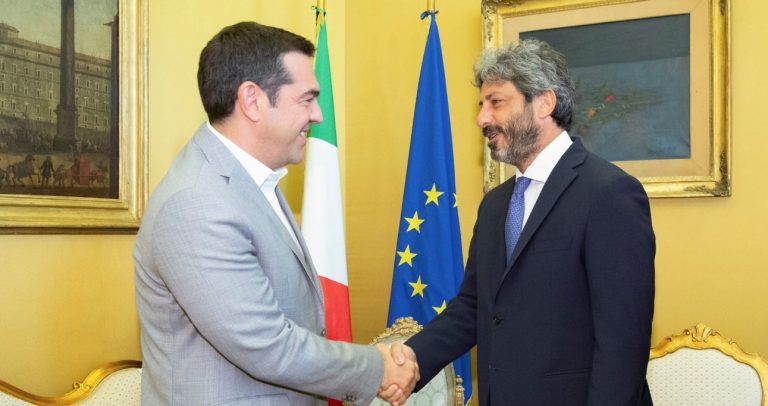 Συνάντηση του Τσίπρα με τον πρόεδρο του ιταλικού Κοινοβουλίου Roberto Fico
