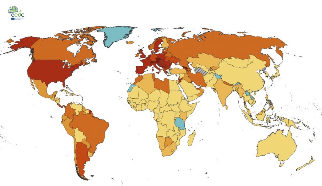 χάρτης με κρούσματα
